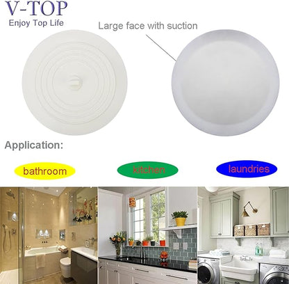 Shower Drain Hair Catcher Tub Stopper, V-TOP Drain Cover for Shower to Catcher Hair, Silicone Bathtub Drain Plug Suit for Bathroom Kitchen and Laundry, 4 Pack