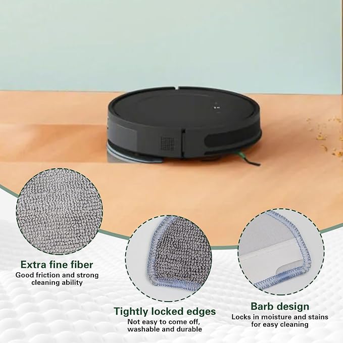 6 Pack Mop Cloth Compatible with iRobot Roomba Combo Essential Y0140 Y0110 Y0540 Q0520, 105X/105/104 Combo Robot Vacuum Cleaner, Microfiber Washable Mop Pad Replacement Accessories Parts