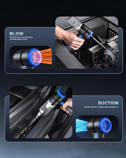 Handheld Car Vacuum Cleaner, 4-in-1 Portable Mini Vacuum with 4 Suction Modes, 21000Pa Cordless Vacuum Cleaner Rechargeable with LED Light, Type-C Charge for Car, Home, Office, Pet Hair, Keyboard
