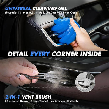 28PCS Car Detailing Kit Interior Cleaner, Car Interior Cleaning Kit with Cordless Handheld Vacuum, 2-in-1 Mop, Interior Car Detailing Brushes, Windshield Cleaner, Car Accessories Gift for Men Women