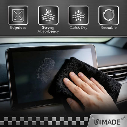 UNIMADE Microfiber Cleaning Cloth, 24 Pack Reusable Microfiber Towels for Cars Lint Free Cleaning Shop Towel Rags for Home Kitchen Automotive Bar Mechanic Restaurant Garage, 11"x 12", Black