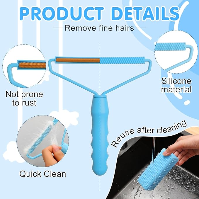 Honeydak 3 Pieces Hair Remover Tool Dog Hair Remover Pro Silicone Cleaner Brush Roller Fuzz Hairball Brush for Carpet Rake, Car Mat, Couch, Pet Bed, Clothes