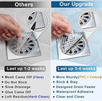 Disposable Shower Drain Hair Catcher Mesh Stickers, 50 Pack, Hair Catcher for Shower (White, 50 Pcs) NRHC-01