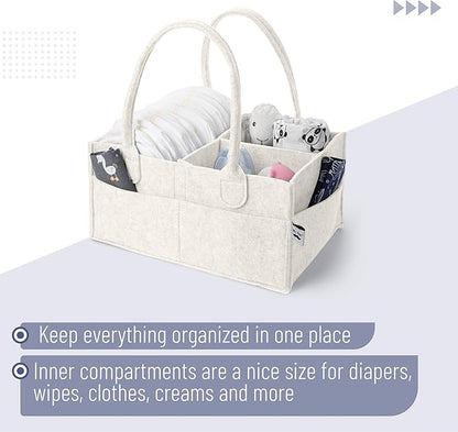 Mr. Pen- Baby Diaper Caddy Organizer, 2 Pack, Beige, Baby Caddy Organizer with Handle, Compact Size, Collapsible & Portable