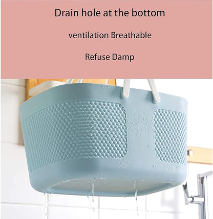 Shower Caddy Basket, Portable Large Capacity Thickened Plastic Organizer Storage Tote with Handles Drainage Toiletry Bag Bin for Bathroom, College Dorm Room Essentials, Kitchen, Camp, Gym, Blue