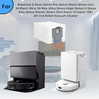 8 Pack Dust Bags for Roborock QV 35A/Saros 10/10R/Q Revo/Qrevo S/Qrevo Pro/Qrevo Plus/Qrevo Master/Qrevo Slim/Qrevo Curv/Qrevo Edge/S8 MaxV Ultra Robot Vacuum, 2.7L Large Capacity Replacement Dust Bag