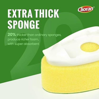 Leak Proof Dishwand Refills with Scrub Dots,Non Scratch Sponge Heads for Dish Wand,20% Thicker Heavy-Duty Scrubber Replacement,Fits Most Handles,Works with All Dish Soaps,Ideal for Kitchen