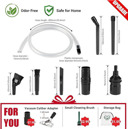 EZ SPARES Vacuum Crevice Attachment Kit,Micro Cleaning Tools for Car, Keyboard, Vents & Tight Spaces, Compatible with Most 1-1/4 Inch Hose Vacuums,Odor-Free (with A Storage Bag)