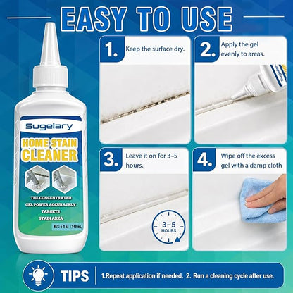 Sugelary Mold Stain Cleaner, 5 fl oz Mold Stain Cleaner Gel for Washing Machine, Home Stain Cleaning Gel for Fridge, Tile, Grout, Sink and Bathroom Use