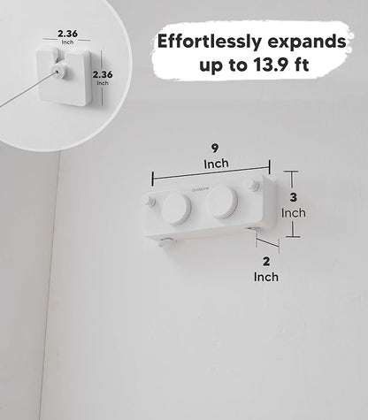 GorillaLine Max - Retractable Clothesline Indoor Outdoor Clothes Line - Heavy Duty Clothes Drying Laundry Line - Wall Mounted Drying Rack - Air Dry Clothing - Max Tighten with GorillaGrip