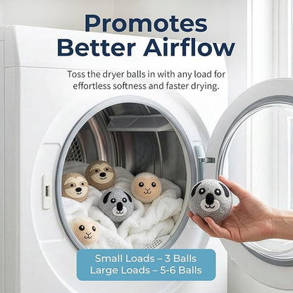 Best Brands Wool Dryer Balls 6 Pack - 100% Natural Fabric Softener Alternative, Reusable Laundry Balls for Dryer, Reduces Static Cling, Wrinkles & Drying Time, Safe for Baby Clothes & Delicates