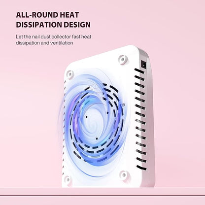 Nail Dust Collector for Nail Techs,Compact & Quiet Vacuum Fan Dust Collector with Reusable Filter, Powerful Dust Suction Machine,Nail Tech Must Haves for Gel Polish,Pedicures,Salon & Home Use