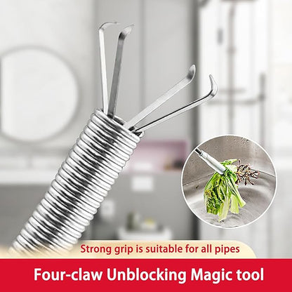 62Inch Drain Snake Clog Remover - 25Inch Drain Snake Hair Remover - 18Inch Cleaning Brush, Cleaner Tools for Kitchen Sink, Toilets, Bathroom,Tub