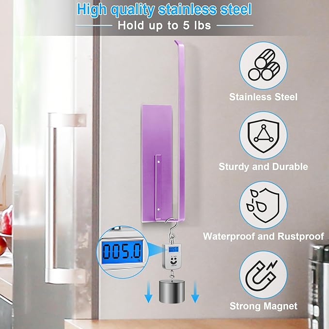 Magnetic Paper Towel Holder for Fridge, Toilet Paper Roll Holder Magnetic Paper Towel Rack Wall Mount Fridge Organizer for Papers Towel Roll Bathroom Toilet Garage RV Decor Kitchen Organization Purple