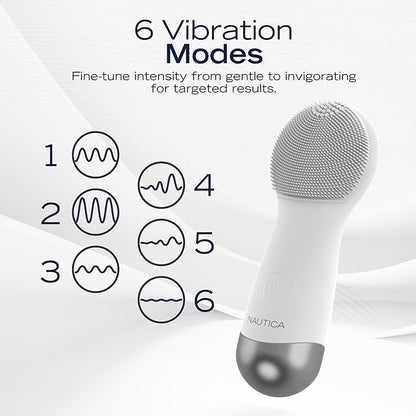 Nautica PC130 Sonic Facial Cleansing Brush Made with Ultra Hygienic Soft Silicone, Waterproof and Rechargeable Face Scrub Brush for Men & Women - (Milk)