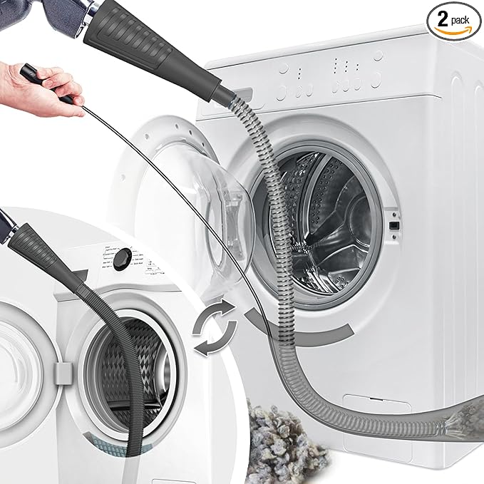 Sealegend 2 PCS Dryer Vent Cleaner Kit with Guide Wire Vacuum Hose Attachment Brush Lint Remover Power Washer and Dryer Vent Vacuum Hose Black