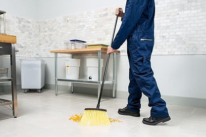 SPARTA Duo-Sweep Unflagged Angle Broom with Stiff Bristles and Angled Head, Heavy Duty Broom for Sweeping on Rough Surfaces, 48" Metal Handle, 1 Count, Natural
