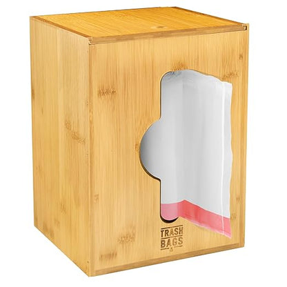 Extra Large Trash Bag Dispenser Holder, Fits 13,30,33 Gallon & Large Rolls, Wall Mount or Under Sink Organizer with 3 Rubber Bands, Kitchen & Pantry Garbage Bag Storage.