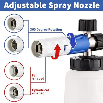 FENG PAI Foam Cannon for Pressure Washer with Dual Connector Accessory & 7 Sprayer Nozzles, Dual Lance Soap Cannon, Double Tip Soap Attachment for Foam Blaster, 1/4" Quick Connect, 3600 PSI (White)