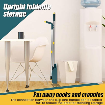 4Pcs Broom and Dustpan Set with Floor Squeegee Rectangular Brush Retractable Upright Broom Dustpan Squeegee Rectangular Brush Combo Set with Long Stainless Steel Handle for Living Room Kitchen Office