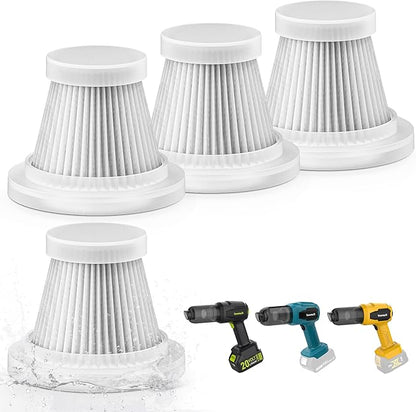 4 Pack Replacement HEPA Filter Element Washable Reusable for Handheld Vacuum Small for Car Desk Auto Vacuum Cleaner for Battery Powered Car Vacuum Cordless(Filters Only)