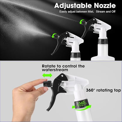 Eccliy 12 Pcs 16 Oz Plastic Spray Bottle, Adjustable Empty Reusable Sprayer for Cleaning, Planting, Water, Bathroom and Kitchen, BBQ, Commercial and Residential (Measurement,Black)