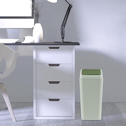 4.5 Gallon Trash Can with Swing Lid, Plastic Swing Top Trash Can (Green)