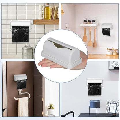 Toyvian Trash Bag Dispenser, 2pcs Wall Mounted Grocery Bag Holder Dispenser Under Sink Garbage Storage Organizer for Kitchen Bathroom Pantry Space Saving Plastic Container (Grey)