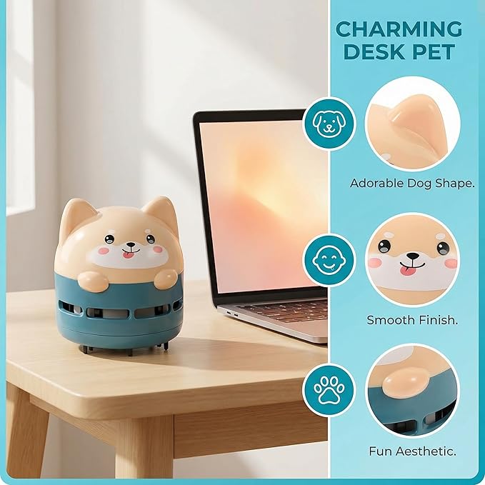 Homoyoyo Desktop Vacuum Cleaner Mini Table Dust Sweeper Cute Portable for Computer Keyboard Home School Saving