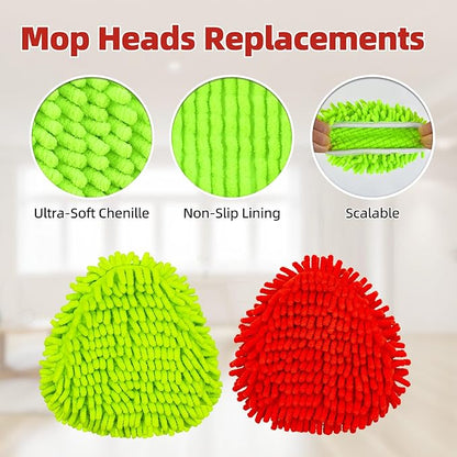 6 Packs Mop Head Replacements & 4-Section Spin Mop Handles for Ocedar, and Spin Mop Base Compatible with O-Cedar EasyWring 1 Tank Spin Mops Refills