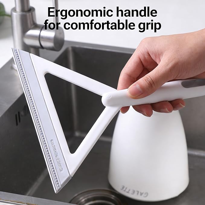 Magic Broom with Squeegee, Silicone Rubber Floor Sweeper for Pet Hair, 2-in-1 Wet Dry Cleaning Broom, Streak-Free Window Glass Cleaner, Adjustable Handle for Kitchen, Bathroom, Hardwood Floors
