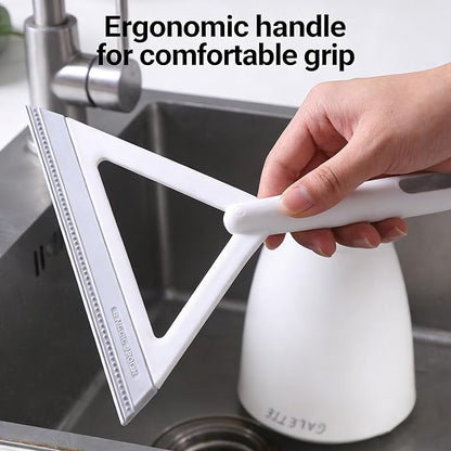 Magic Broom with Squeegee, Silicone Rubber Floor Sweeper for Pet Hair, 2-in-1 Wet Dry Cleaning Broom, Streak-Free Window Glass Cleaner, Adjustable Handle for Kitchen, Bathroom, Hardwood Floors