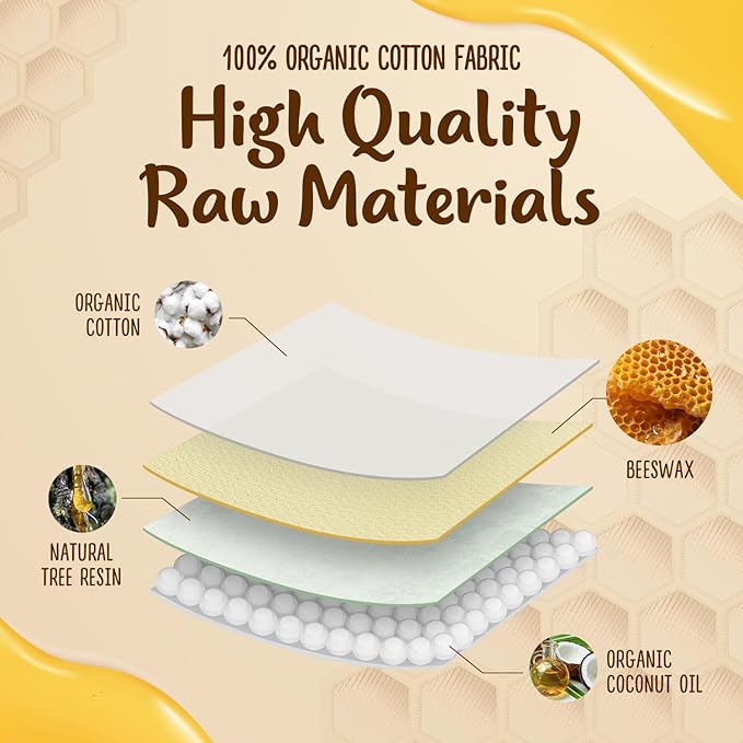 Bee’s Wrap Reusable, Eco Friendly Beeswax Food Wraps, Organic Cotton Food Storage, Assorted Pack of 3 (S, M, L) - Sustainable, Durable, Washable