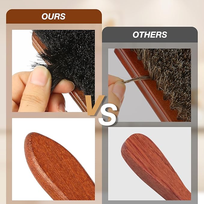 4Pcs Shoe Brush, Premium Horse Hair Brush for Leather, Professional Shoe Polish Brush, Long-lasting Shoe Cleaning Brush, 100 Percent Horsehair Shoe Brush Shine Kit for Cleaning and Polishing