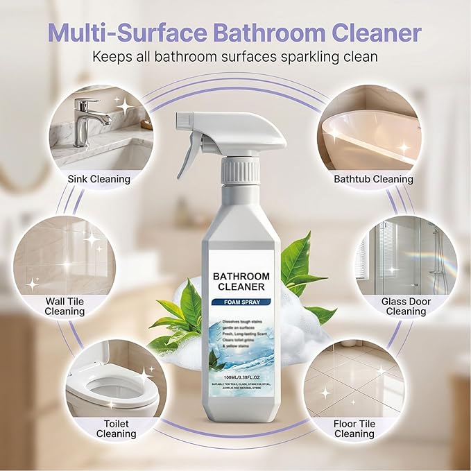Scale Remover Bathroom Cleaner - 100ml Scale Remover Bathroom Cleaner for Tiles, Glass, Stainless, Steel, Sinks