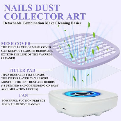 USB Mini Manicure Nail Vacuum Cleaner Strong Suction Nail Dust Collector Portable Nail Art Vacuum Dust Cleaner Extractor Fan (PURPLE)