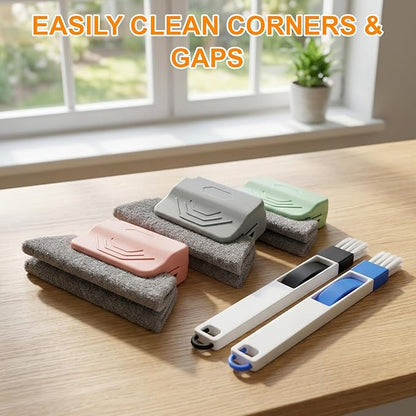 Window Track Cleaner, Window Track Cleaning Tools, Magic Window Track Cleaner with 6 Gap Brushes, 4 Large and 2 Long Brushes for Window Sill Cleaning, Efficient Window Track Cleaning Tools