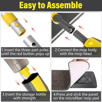Mops for Floor Cleaning, Spray Mop with 400ml Refillable Bottle and 3 Replacement Pads Dry Wet Floor Household or Commercial Hardwood Laminate Tile Ceramic