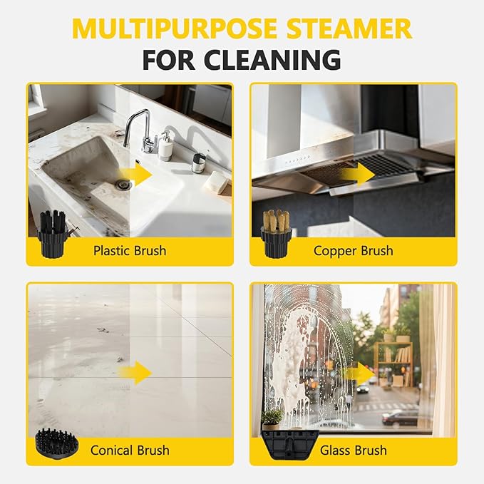 Steam Cleaner, Portable Steamer for Cleaning with 15pcs Accessories, 15s Heat-Up, 6-Level Adjustable, Handheld Steam Cleaner for Home for Tile, Grease, Dirt, Corners, Exterior Car Wash,