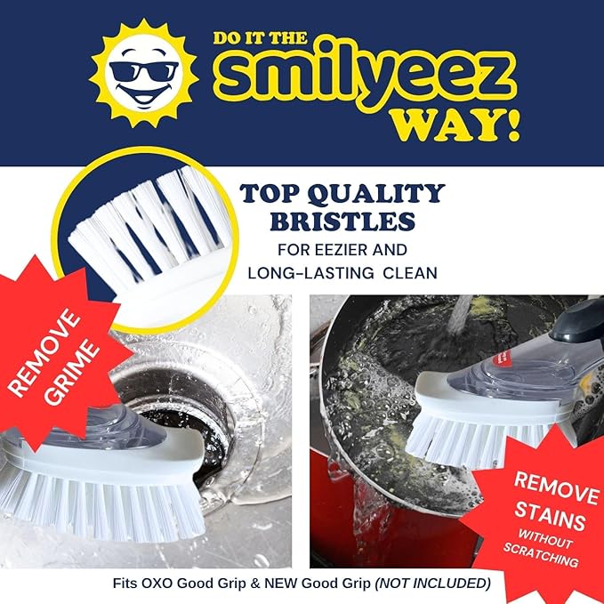 Smilyeez Replacement for OXO Dish Brush Refill Head, 4-Pack, Easy to Install Dish Brush Replacement Head, Dishwand Refills for OXO Brush