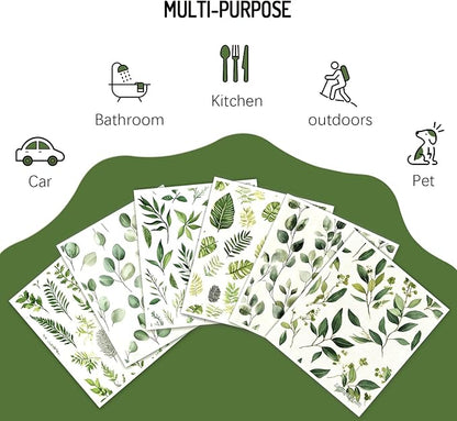 Swedish Dishcloths Reusable Paper Towels 6 Pack, Super Absorbent Washable Kitchen Towels, Biodegradable Quick Drying Dishwasher Safe, Watercolor Design Cleaning Cloths for Any Surface(Green Grass) ﻿
