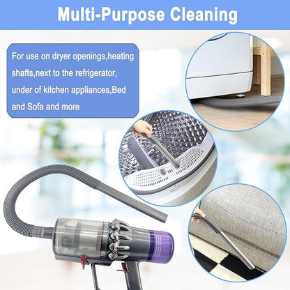 Upgraded Dryer Vent Cleaner Kit Compatible with Dryer Lint Vacuum Attachment for Dyson V7 V8 V10 V6 V11 V12 V15 Cordless Vacuum Cleaner Removes Deep Lint