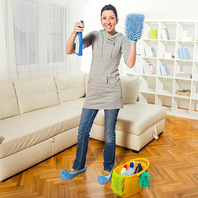Washable Mop Slippers, Multifunction Microfiber Dust Mop Shoes Slippers Floor Cleaning Shoes Cover for Home