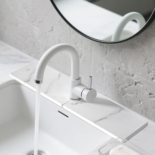 Kitchen Sink Faucet Mat, Diatomaceous Earth Quick Dry Sink Splashback Drying Mat, Kitchen Faucet Super Absorbent Mat, Quick-Drying Water Absorbing Stone Tray (Marble, 23.6" x 3.9")
