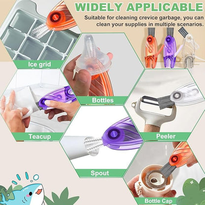 4 in 1 Cup Lid Cleaning Brush, Portable Water Bottle Brush, Multifunctional Cup Lid Cleaner Brush Set for Tight Spaces, Bottle Gaps, Tumblers, Travel Mug Caps(3 PCS)