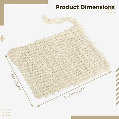 100 Pcs Sisal Soap Saver Bag with Drawstring, Plastic-Free Soap Saver Bags Reusable& Natural Bubble Exfoliating Pouch for Bath & Shower, Zero Waste Mesh Bag for Foaming & Drying Soaps