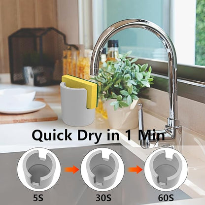 Diatomite Sponge Holder, 3x3.5 inch Quick Dry Kitchen Sink Organizer Water Fast Absorbing Stone Drying Sink Caddy Dish Sponge Holder for Kitchen Soap Dishes Bathroom Organizer Sink Tray, Grey