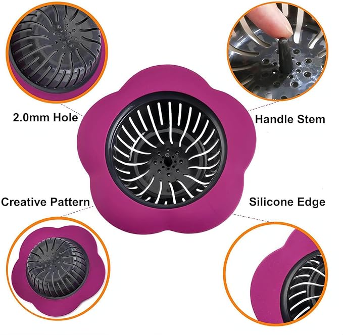 Kitchen Sink Strainer, 4PCS Silicone Sink Strainers, Large Wide Rim 4.5" Diameter Sink Drain Strainer for Kitchen Sink - Multicolor