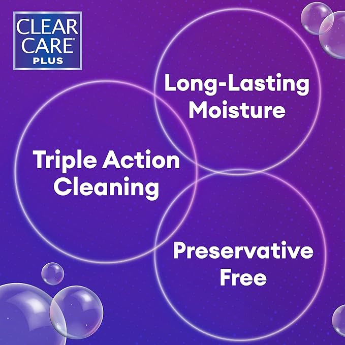 CLEAR CARE PLUS Cleaning & Disinfecting Contact Lens Solution (12 oz, Pack of 1), HydraGlyde Moisture Matrix, For Soft & RGP Lenses, Preservative-Free, Included Lens Case, Deep Cleaning Action