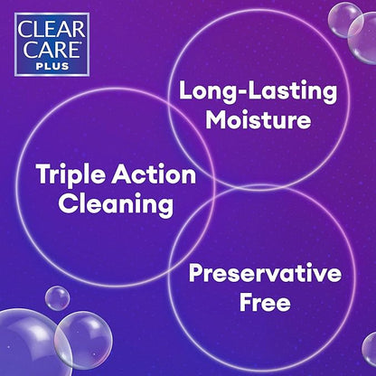CLEAR CARE PLUS Cleaning & Disinfecting Contact Lens Solution (12 oz, Pack of 1), HydraGlyde Moisture Matrix, For Soft & RGP Lenses, Preservative-Free, Included Lens Case, Deep Cleaning Action